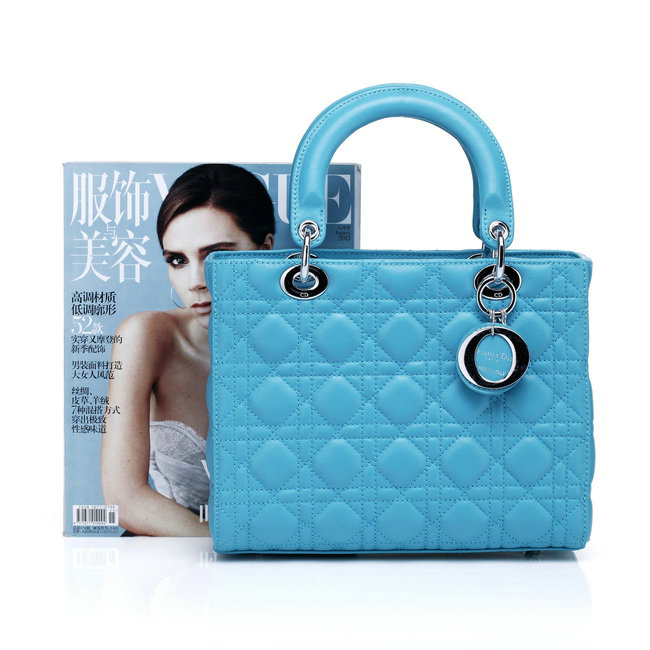 replica jumbo lady dior lambskin leather 6325 skyblue - Click Image to Close